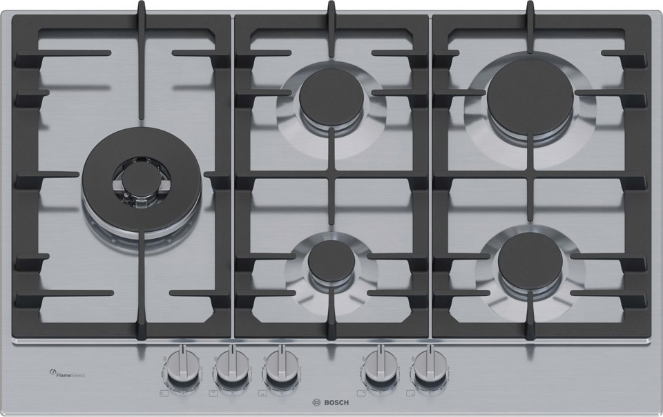 Bosch Serie 6 PCS7A5I90 , Piano cottura a gas, 75 cm, Acciaio inox