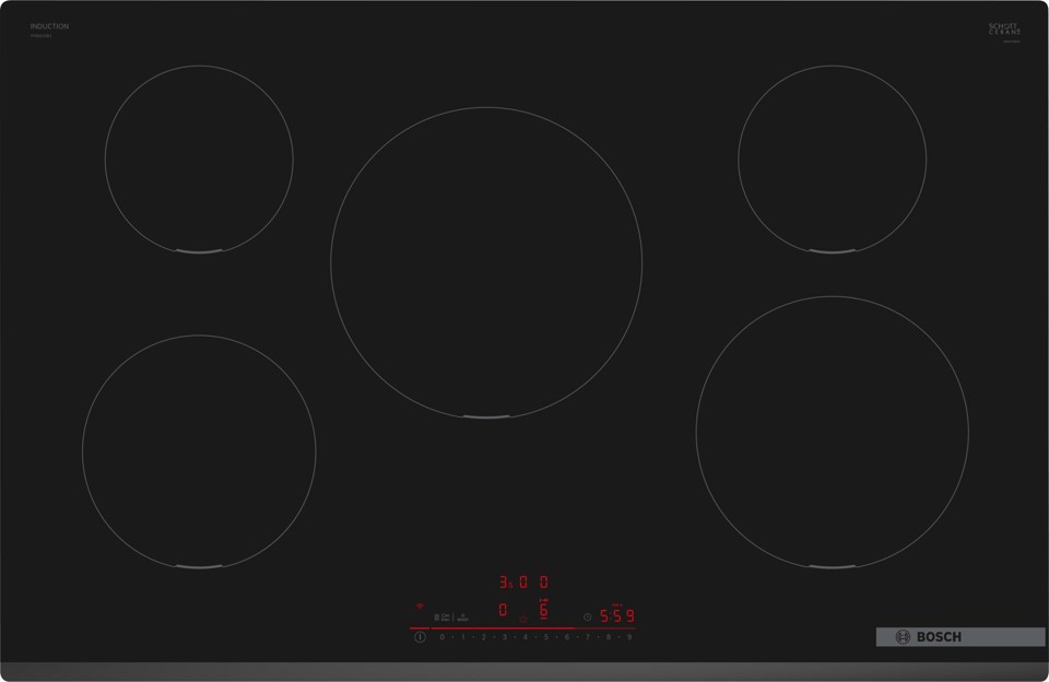 Bosch Serie 6 PIV831HB1E Piano cottura a induzione 80 cm 5 zone standard Nero