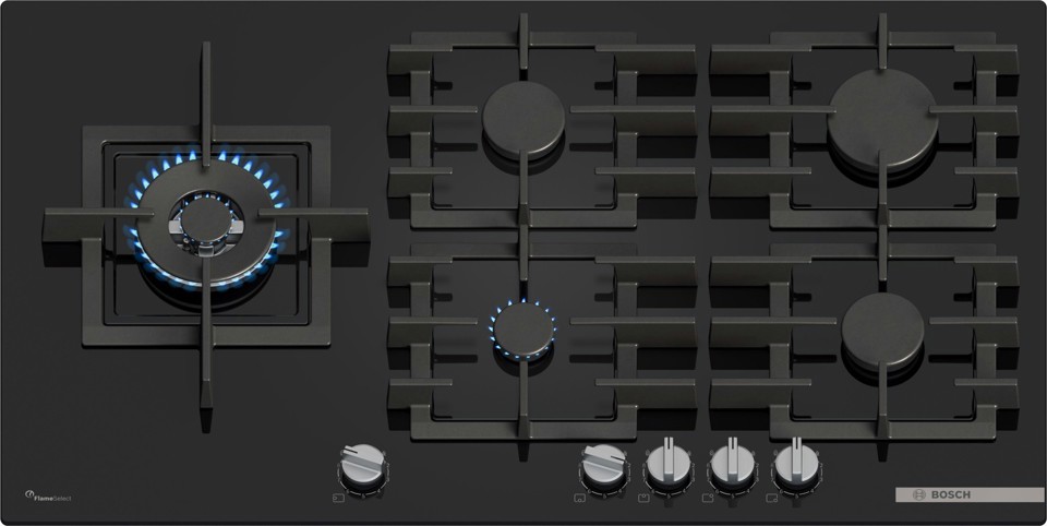 Bosch Serie 6 PPM9A6I40 Piano cottura a gas 90 cm 5 fuochi Vetro Nero