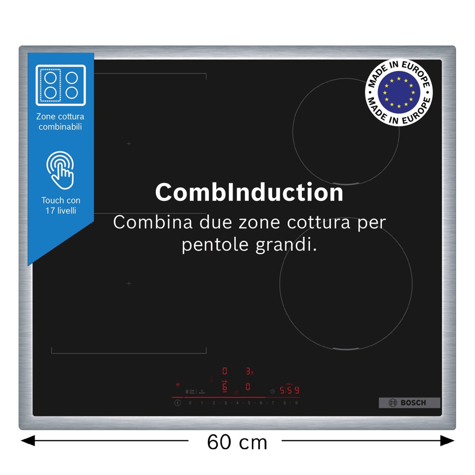 Bosch Serie 6 PVS645HB1E Piano cottura a induzione 60 cm CombInduction Nero