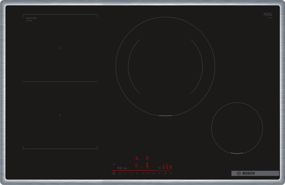 Bosch Serie 6 PVS845HB1E Piano cottura a induzione 80 cm CombInduction Nero