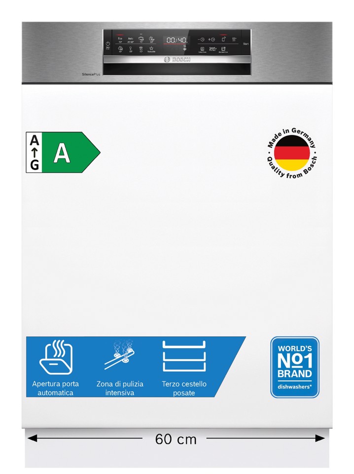 Bosch Serie 6 SMI6ECS12E Lavastoviglie da incasso con frontalino 14 coperti Acciaio spazzolato Classe A
