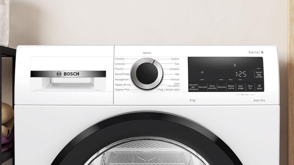 Bosch Serie 6 WQG233D1II asciugatrice Libera installazione Caricamento frontale 8 kg Bianco