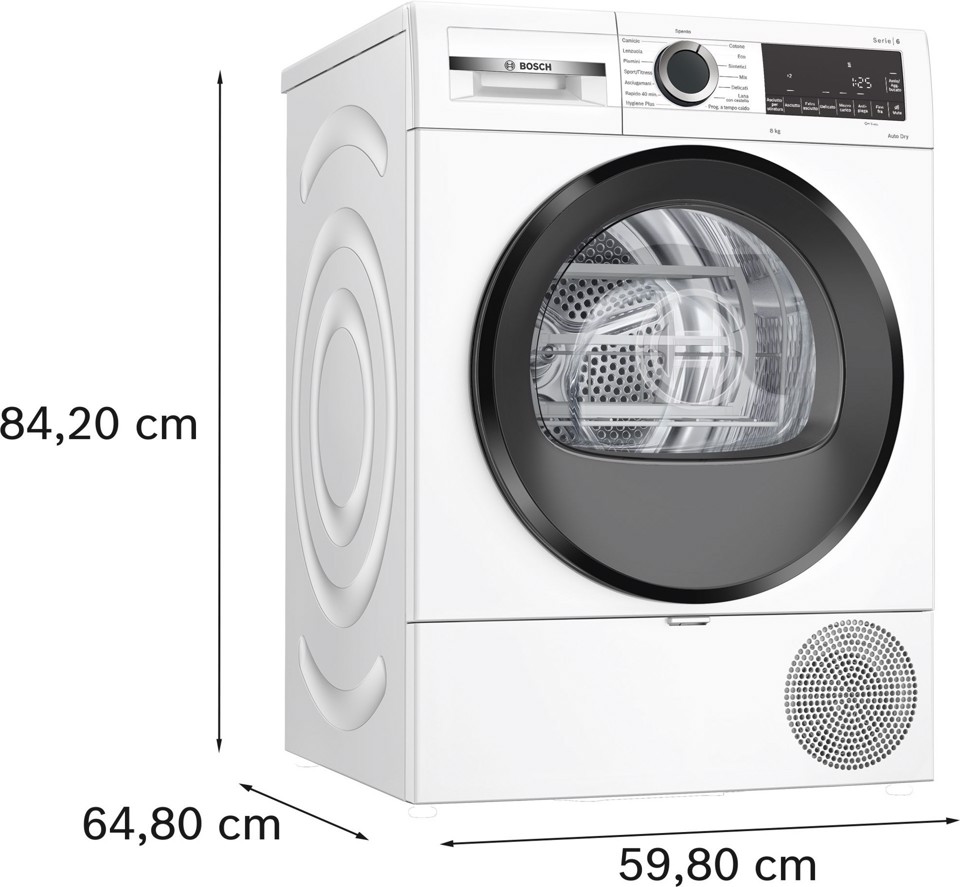 Bosch Serie 6 WQG233D1II asciugatrice Libera installazione Caricamento frontale 8 kg Bianco