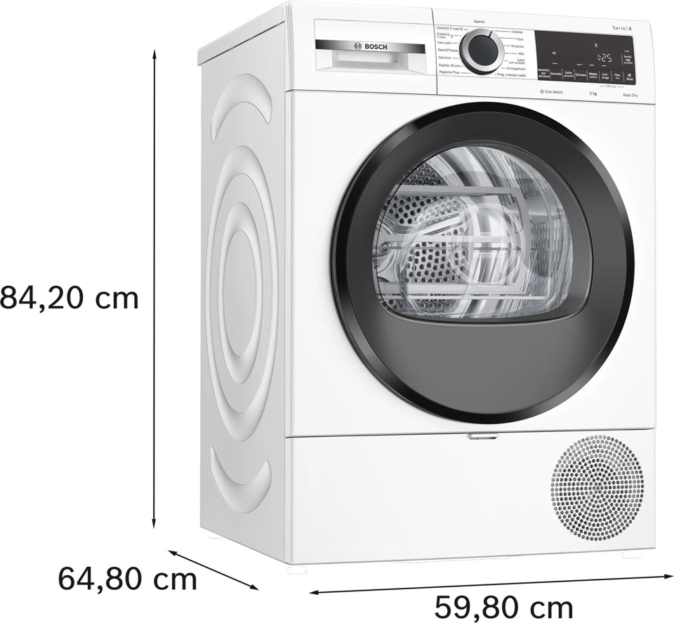 Bosch Serie 6 WQG243C0II Asciugatrice a pompa di calore 9 kg Bianco