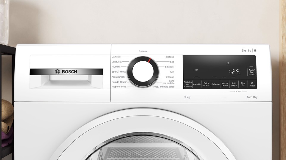 Bosch Serie 6 WQG243D6IT asciugatrice Libera installazione Caricamento frontale 9 kg Bianco