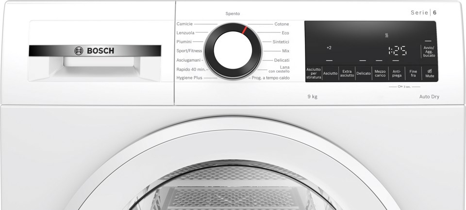 Bosch Serie 6 WQG243D6IT asciugatrice Libera installazione Caricamento frontale 9 kg Bianco