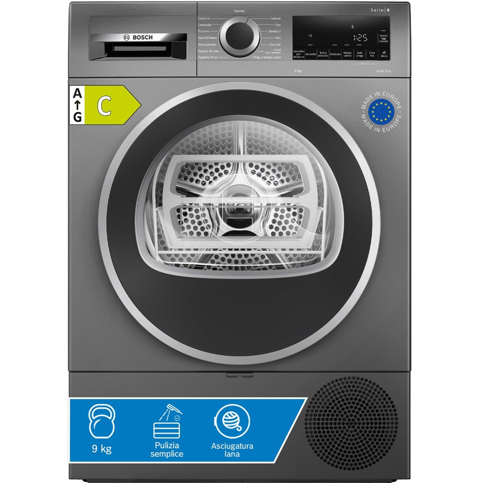 Bosch Serie 6 WQG243DRII Asciugatrice a pompa di calore 9 kg Antracite