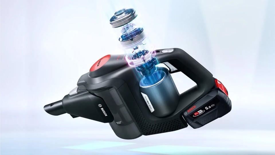 Bosch Serie 8 BCS82PWR25 scopa elettrica Aspirapolvere a bastone Batteria Secco Senza sacchetto 0,4 L Nero, Rosso 5 Ah