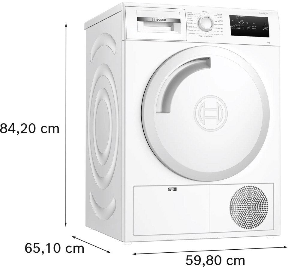 Bosch WTH83208II Serie 4 Asciugatrice a pompa di calore 8 kg Bianco