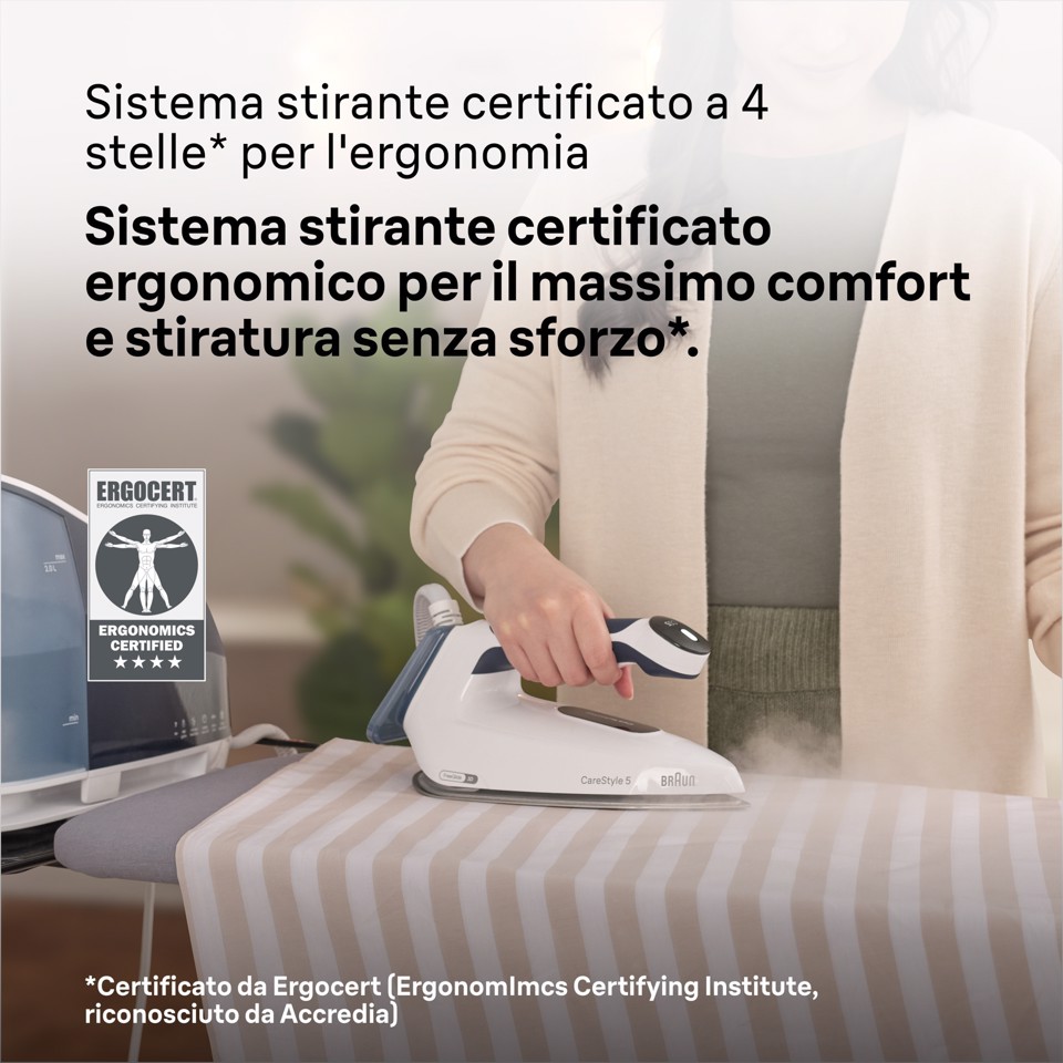 Braun CareStyle 5 - Ferro da stiro con caldaia, Manico ergonomico certificato, 2400W, 2L, Blu (IS5245BL)