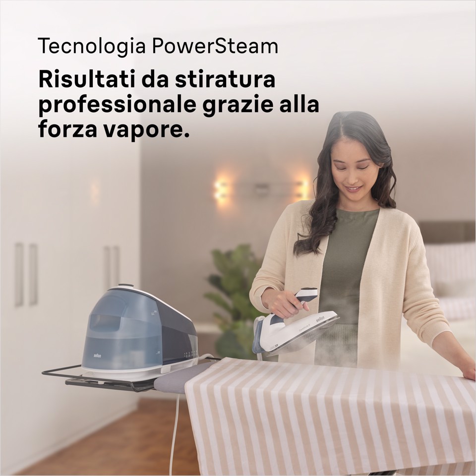 Braun CareStyle 5 - Ferro da stiro con caldaia, Manico ergonomico certificato, 2400W, 2L, Blu (IS5245BL)