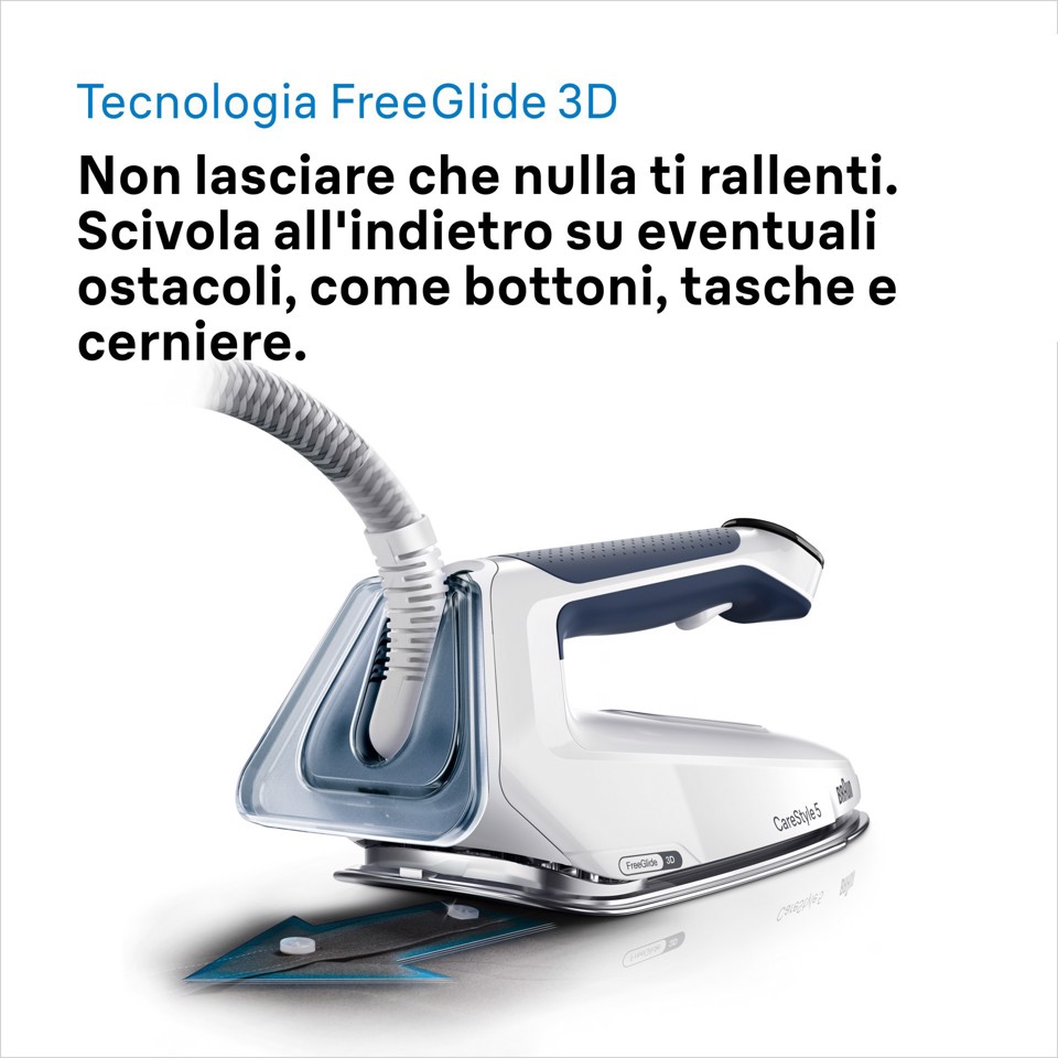 Braun CareStyle 5 - Ferro da stiro con caldaia, Manico ergonomico certificato, 2400W, 2L, Blu (IS5245BL)