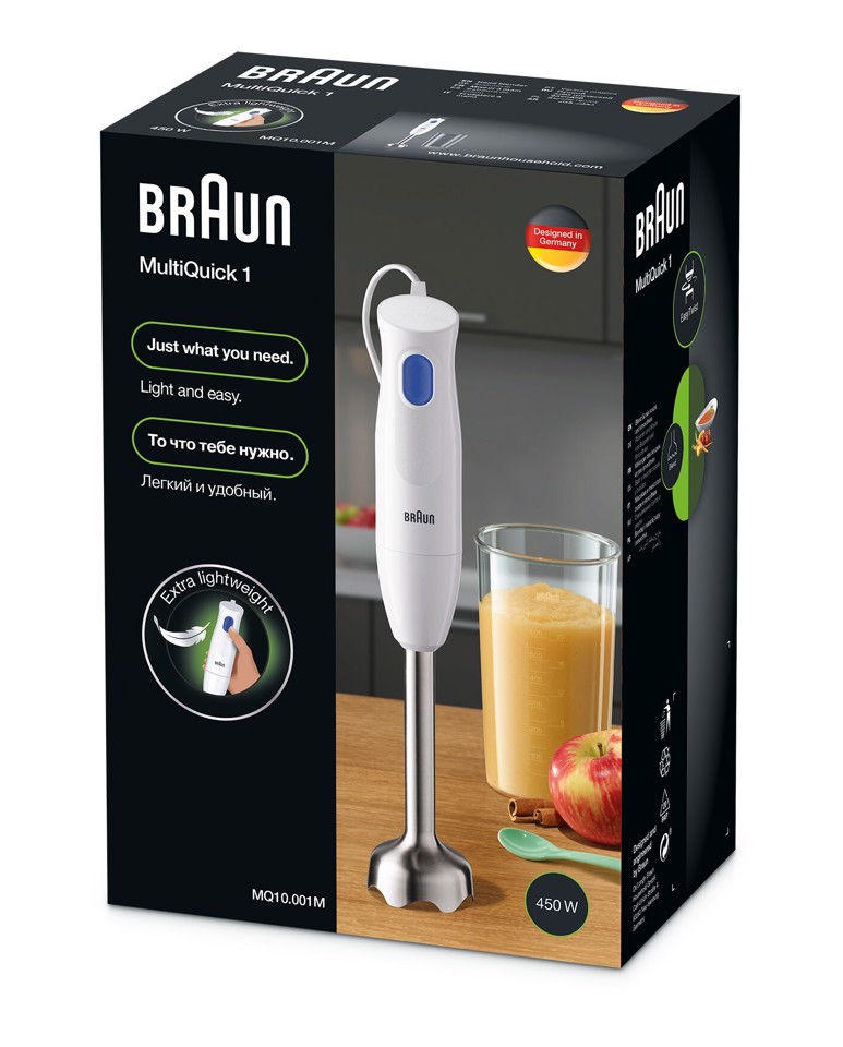 Braun MultiQuick 1 MQ10.001M 0,6 L Frullatore ad immersione 450 W Blu, Bianco
