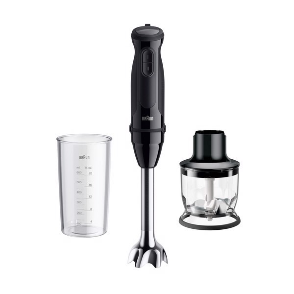 Braun MultiQuick 3 - Minipimer, Frullatore a immersione, con Tritatutto, 700W, Nero (MQ.30201M)