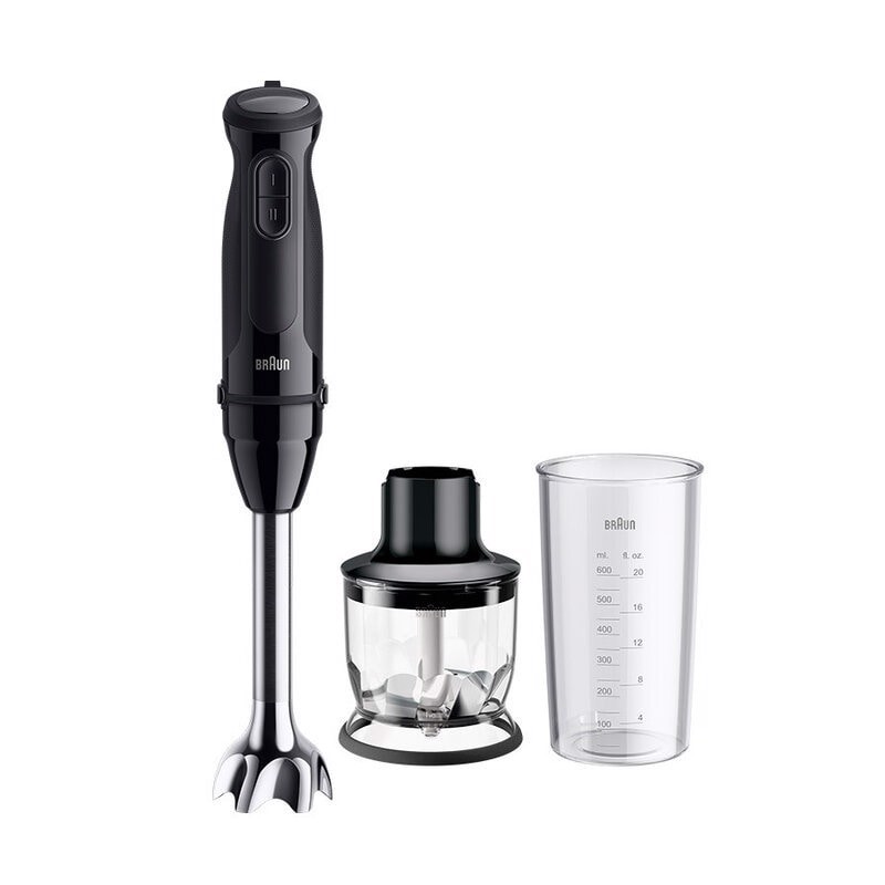Braun MultiQuick 3 - Minipimer, Frullatore a immersione, con Tritatutto, 700W, Nero (MQ.30201M)