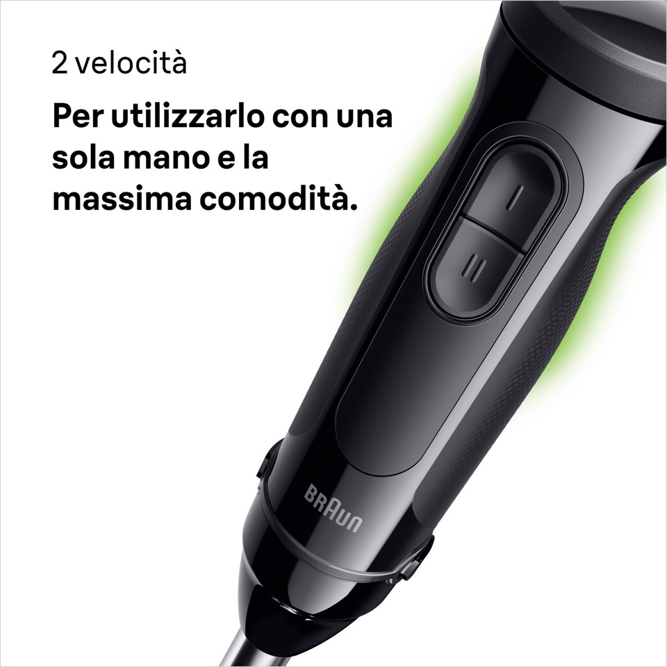 Braun MultiQuick 3 - Minipimer, Frullatore a immersione, con Tritatutto, 700W, Nero (MQ.30201M)