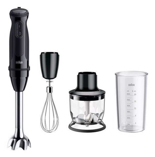 Braun MultiQuick 5 - Minipimer, Frullatore a immersione, con Tritatutto, 1000W, Nero (MQ.50202M)
