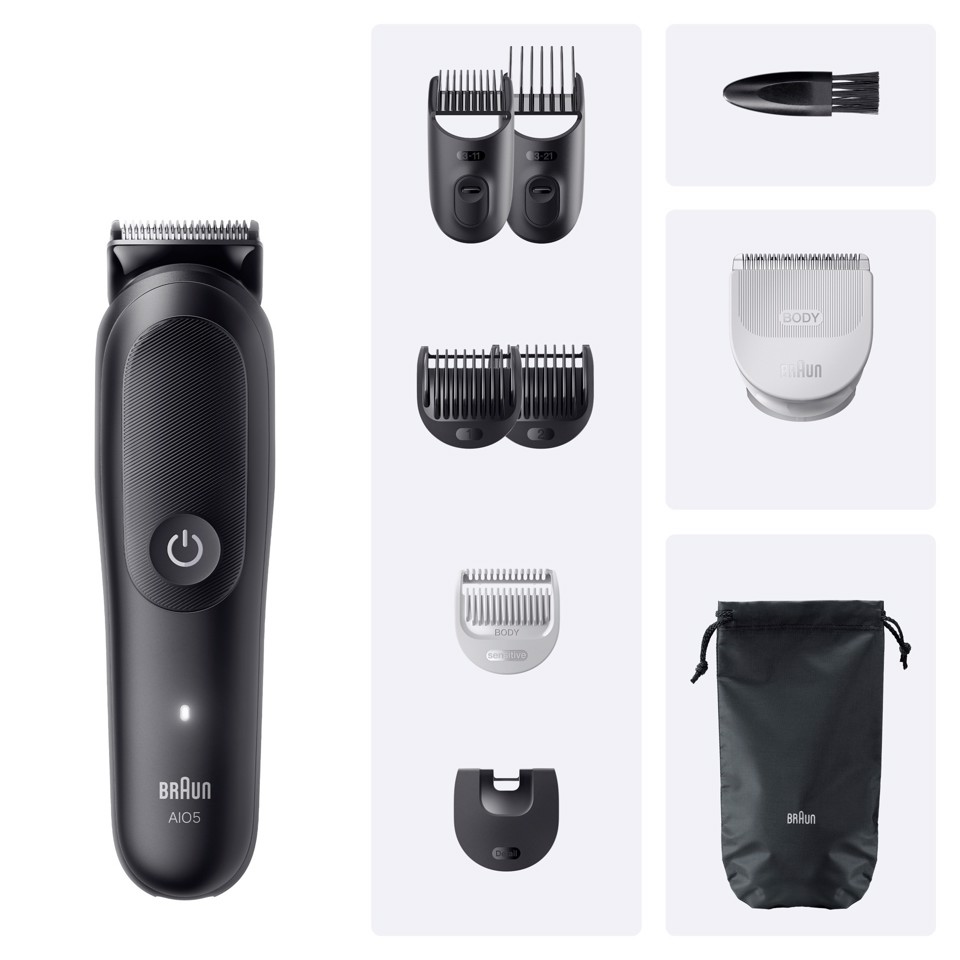 Braun Rifinitore All-in-One Series 5 9in1, Lama Ultra Affilata, Tecnologia SkinGuard, AIO5540, Nero
