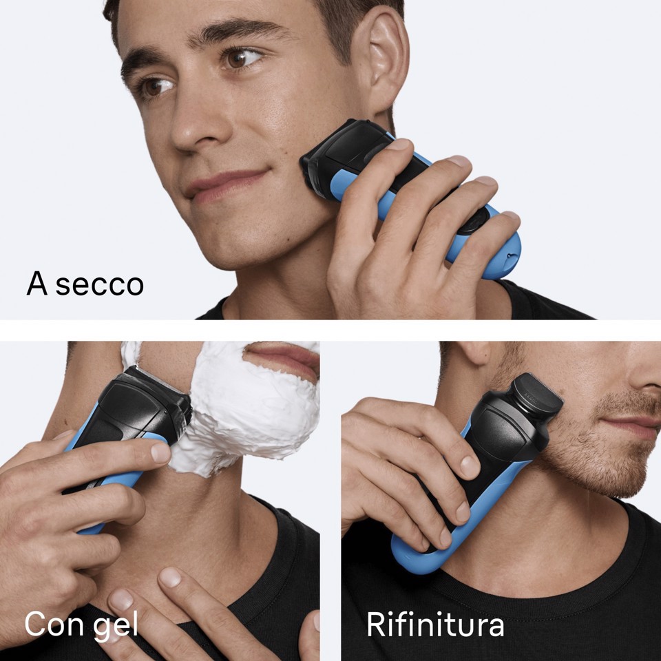 Braun Series 3 Rasoio Elettrico, Wet & Dry, 310BT, Blu
