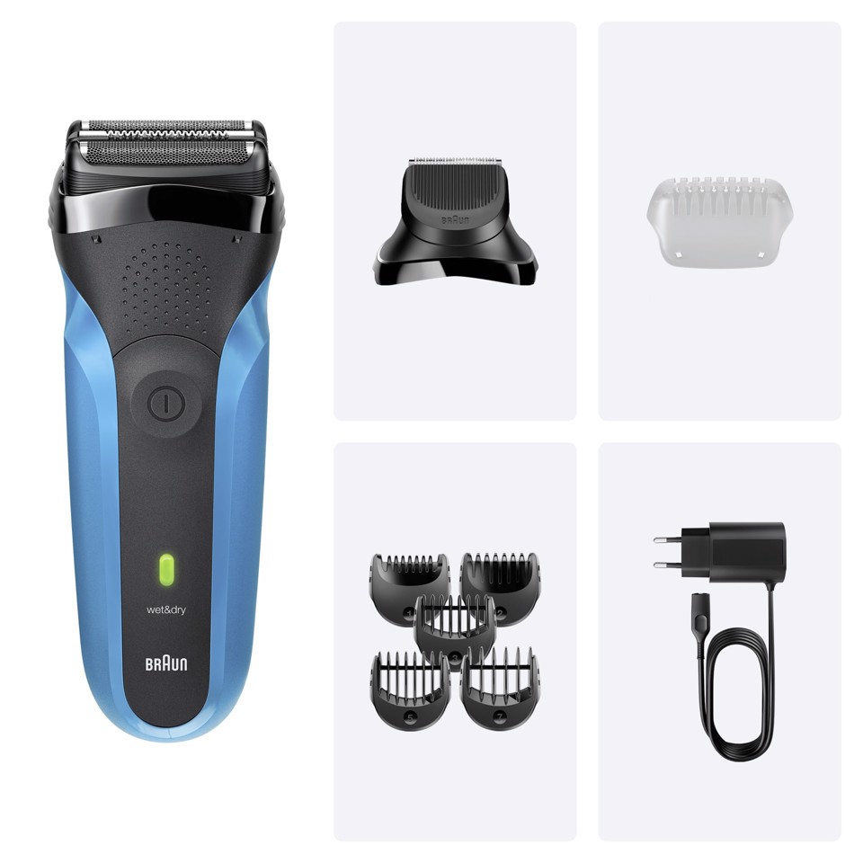 Braun Series 3 Rasoio Elettrico, Wet & Dry, 310BT, Blu
