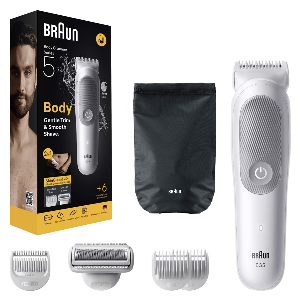 Braun Series 5 Rasoio Elettrico Corpo Uomo , +6 Strumenti Di Rasatura, Impermeabile, BG5550, Grigio