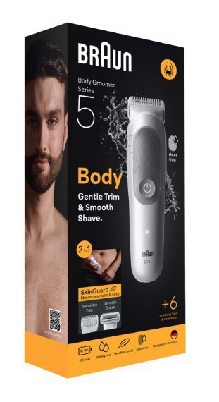 Braun Series 5 Rasoio Elettrico Corpo Uomo , +6 Strumenti Di Rasatura, Impermeabile, BG5550, Grigio