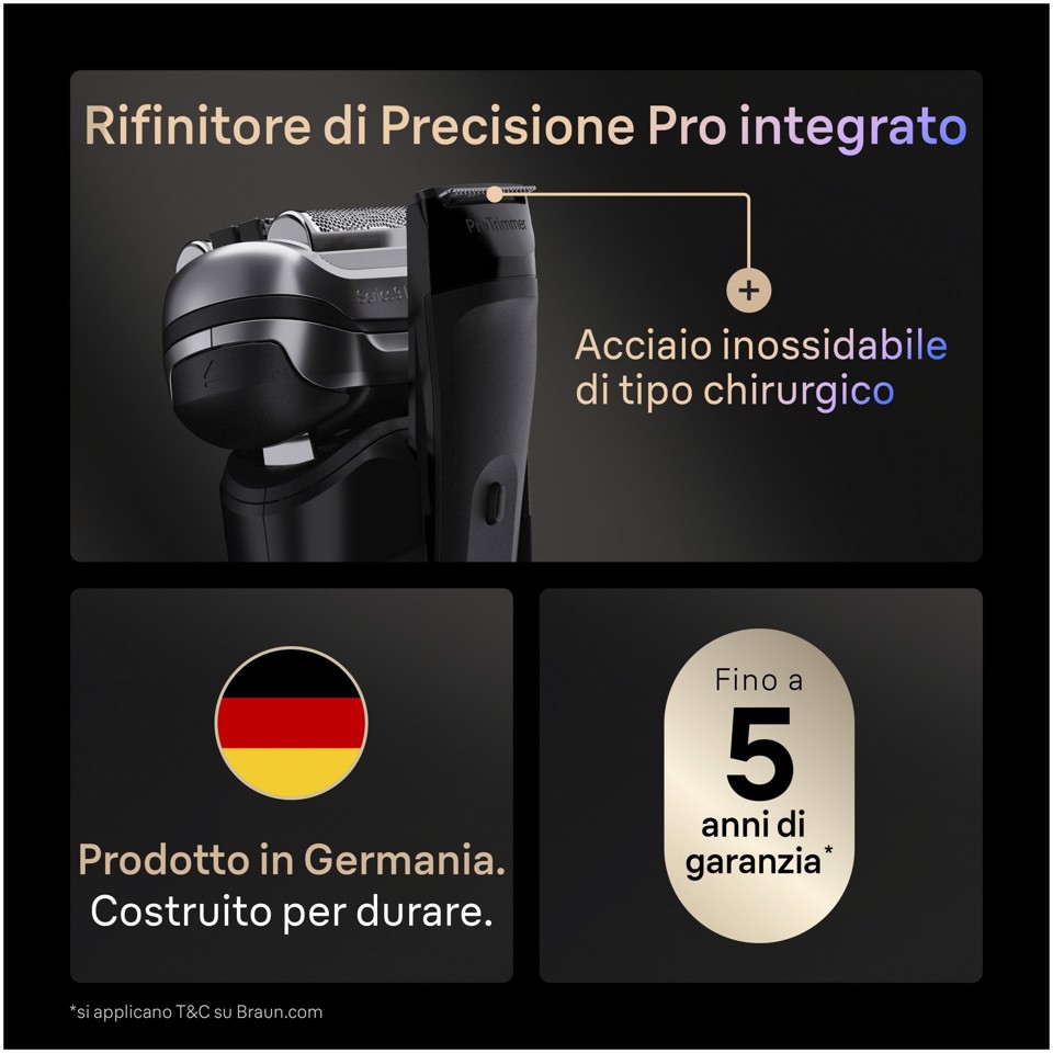 Braun Series 9 PRO+ Rasoio Elettrico, Pro SensoAdapt, 60 min, 9600S, Nero