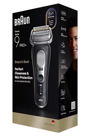 Braun Series 9 PRO+ Rasoio Elettrico, Pro SensoAdapt, 60 min, 9600S, Nero
