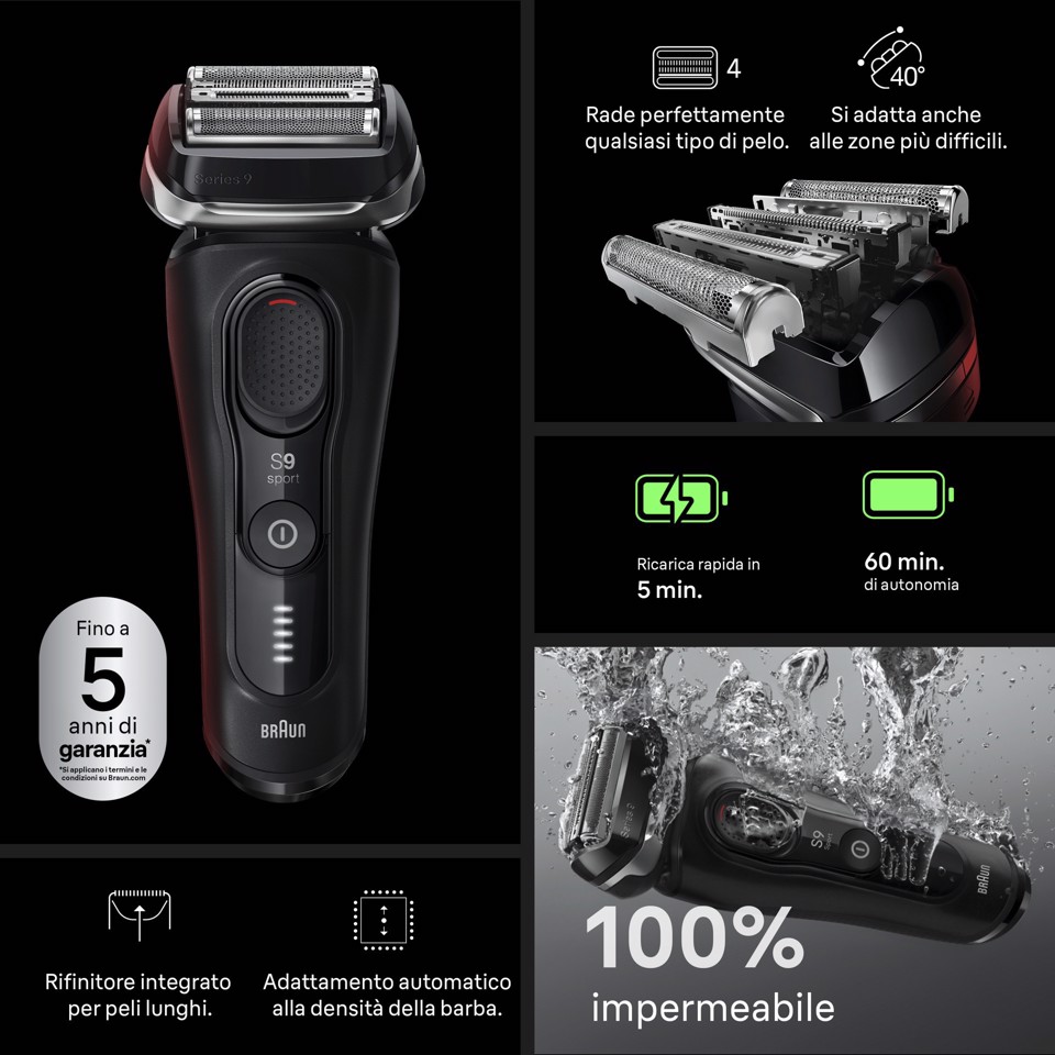 Braun Series 9 Sport 9110s Rasoio Nero