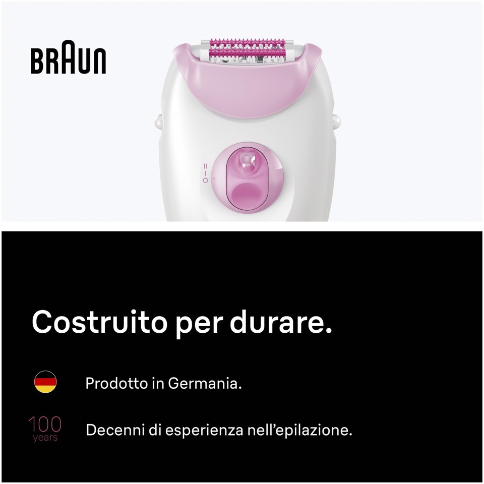 Braun Silk-épil 3 Silk·épil 3, Epilatore Con Filo, Pelle Liscia A Lungo, 3-000, Rosa