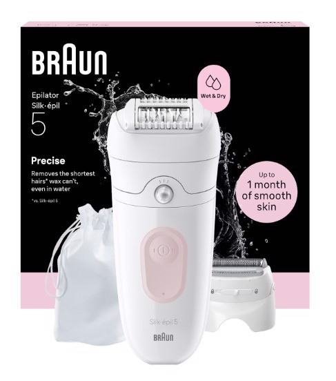 Braun Silk-épil 5 Silk·épil 5, Epilatore Wet & Dry, Rimozione Facile Dei Peli, 5-041, Rosa Flamingo