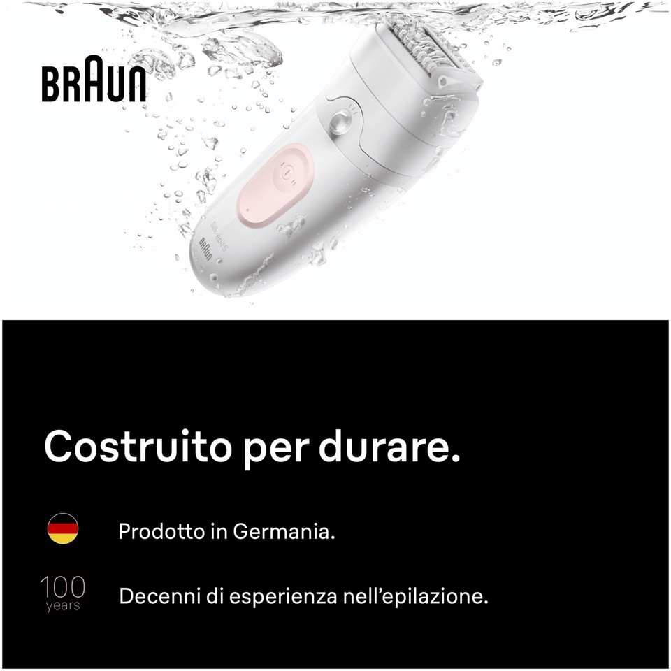 Braun Silk-épil 5 Silk·épil 5, Epilatore Wet & Dry, Rimozione Facile Dei Peli, 5-041, Rosa Flamingo