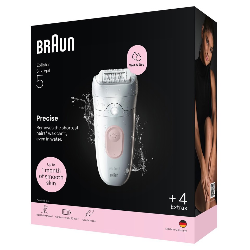 Braun Silk·épil 5, Epilatore Wet & Dry, Rimozione Facile Dei Peli, 5-041, Rosa Flamingo