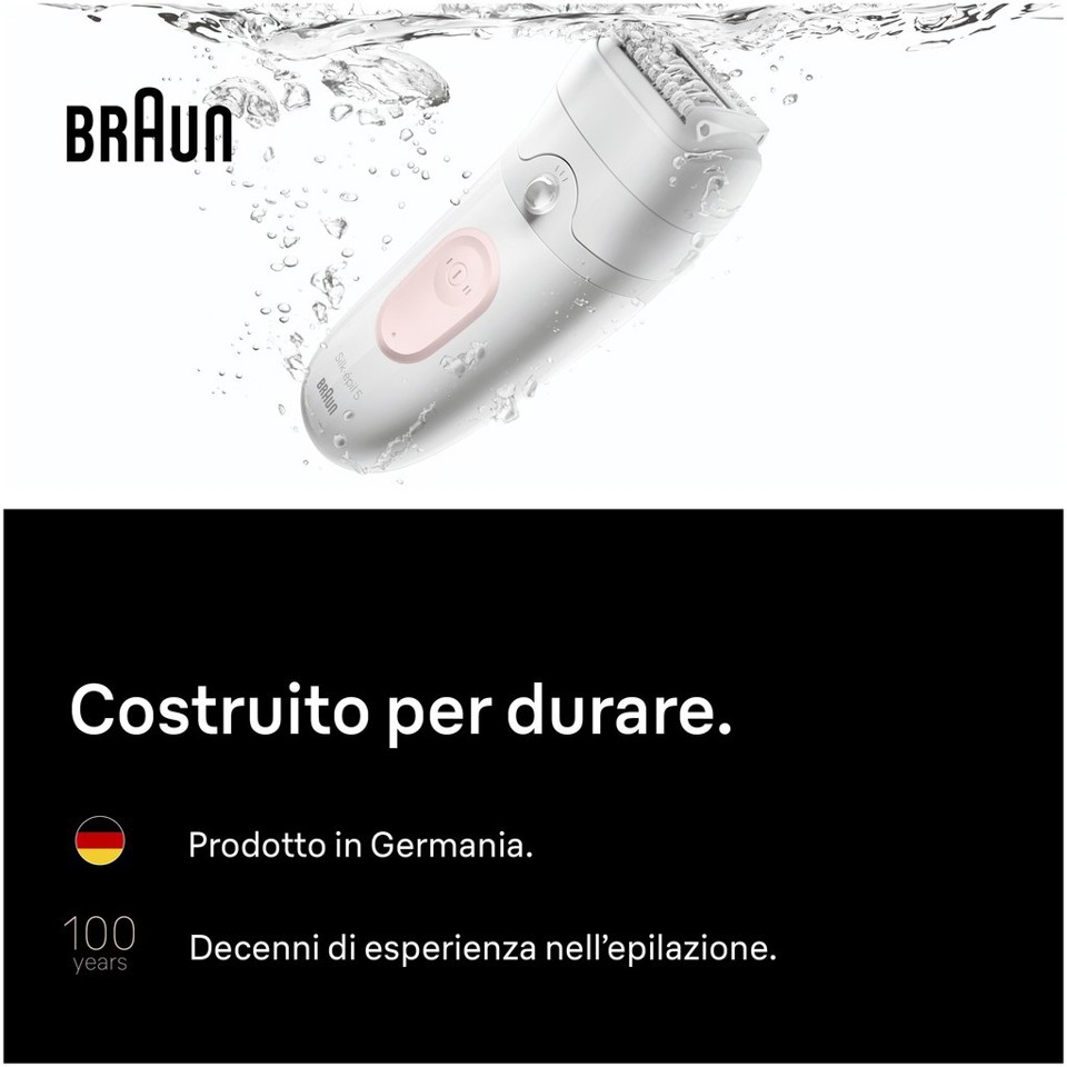 Braun Silk·épil 5, Epilatore Wet & Dry, Rimozione Facile Dei Peli, 5-041, Rosa Flamingo