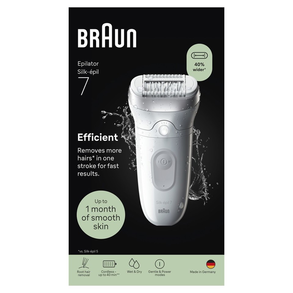 Braun Silk·épil 7, Epilatore Wet & Dry, Pelle Liscia A Lungo, 7-000, Argento