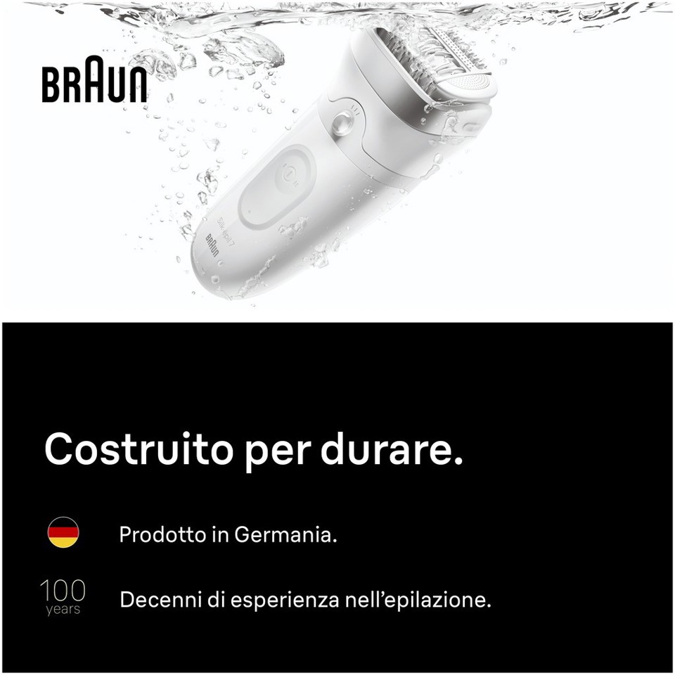 Braun Silk·épil 7, Epilatore Wet & Dry, Pelle Liscia A Lungo, 7-000, Argento