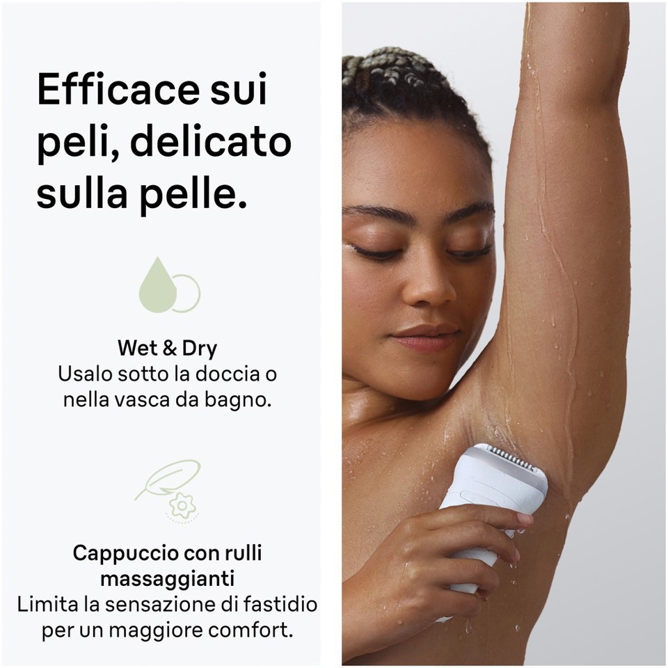 Braun Silk·épil 7, Epilatore Wet & Dry, Pelle Liscia A Lungo, 7-000, Argento