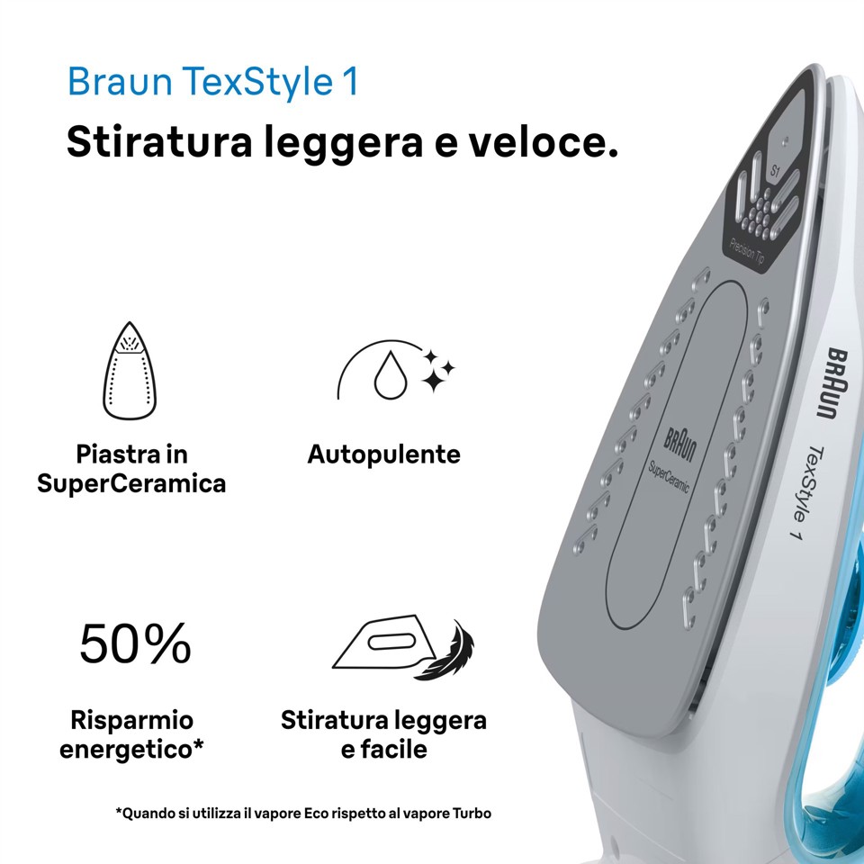 Braun TexStyle 1 FERRO A VAPORE SI1050BL