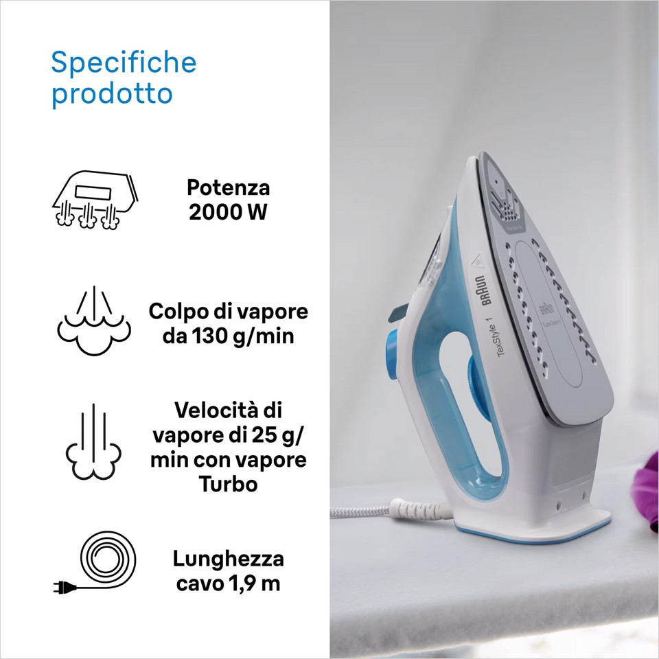 Braun TexStyle 1 FERRO A VAPORE SI1050BL