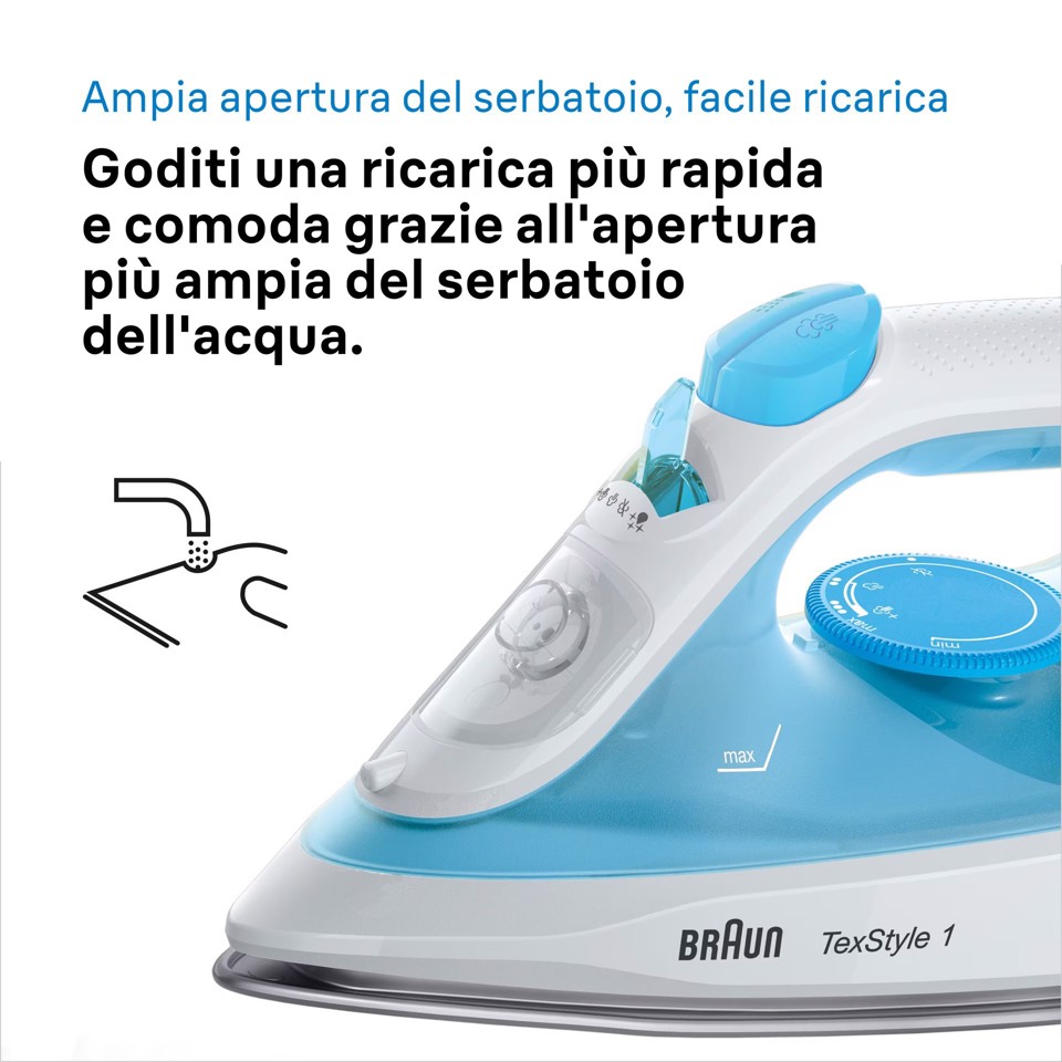 Braun TexStyle 1 FERRO A VAPORE SI1050BL