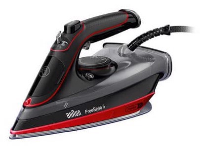 Braun TexStyle 5 - Ferro da stiro a vapore, Manico aperto ergonomico, FreeGlide3D, 2700W, 300ml, Rosso/Nero (SI5057RD)