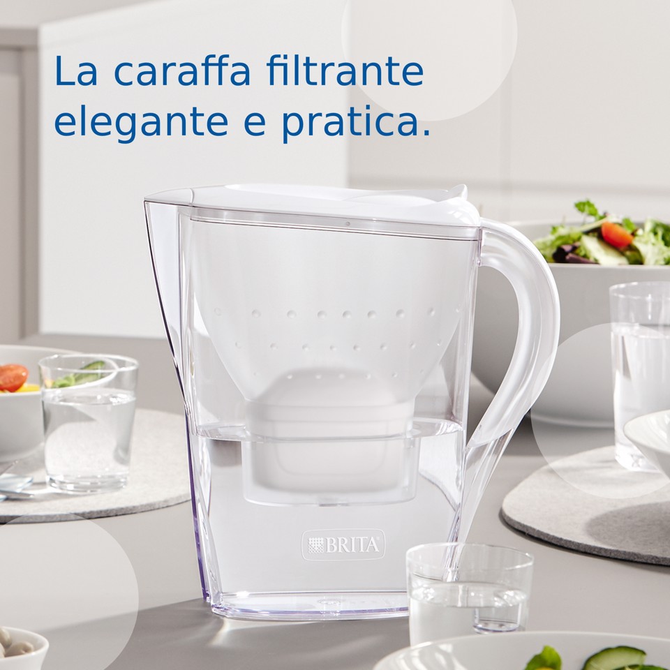 Brita Caraffa filtrante acqua Marella (2.4L) incl. 1 x filtro MAXTRA PRO All-in-1 che riduce cloro, calcare, PFAS e metalli - Eleganza e funzionalità