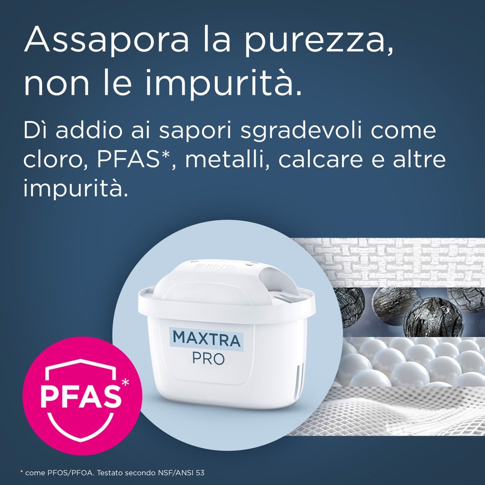 Brita Filtro acqua rubinetto MAXTRA PRO Pure Performance (ex All-in-1) confezione da 3 filtri - Riduce cloro, calcare, PFAS e metalli, filtro originale compatibile con caraffa acqua filtrante