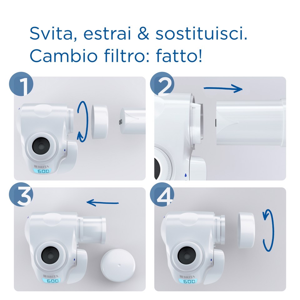 Brita Filtro acqua rubinetto ON TAP V-MF (600L) - Riduce cloro, PFAS, 99,99% di batteri, microparticelle e metalli - per acqua buona e sicura da bere