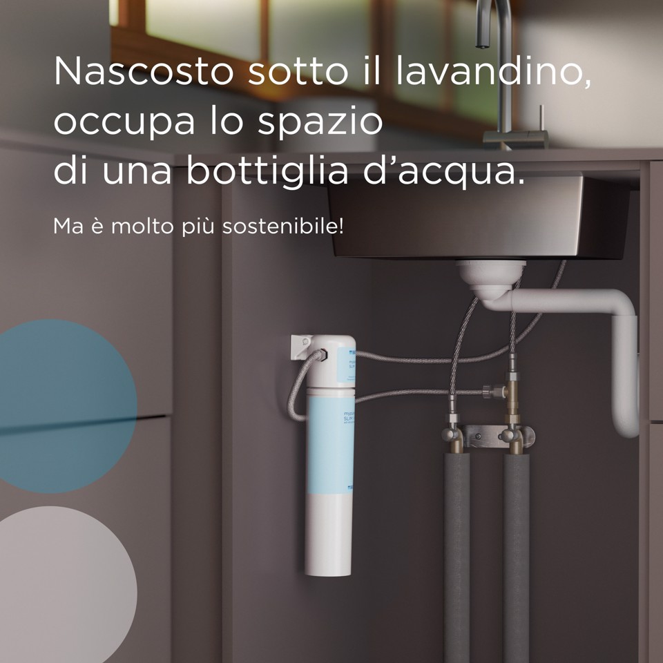Brita Sistema filtrante mypure SLIM V-MF incl. 1x filtro (8000L) - sistema sottolavello per il tuo rubinetto per acqua buona e priva di batteri al 99,999% - con timer digitale
