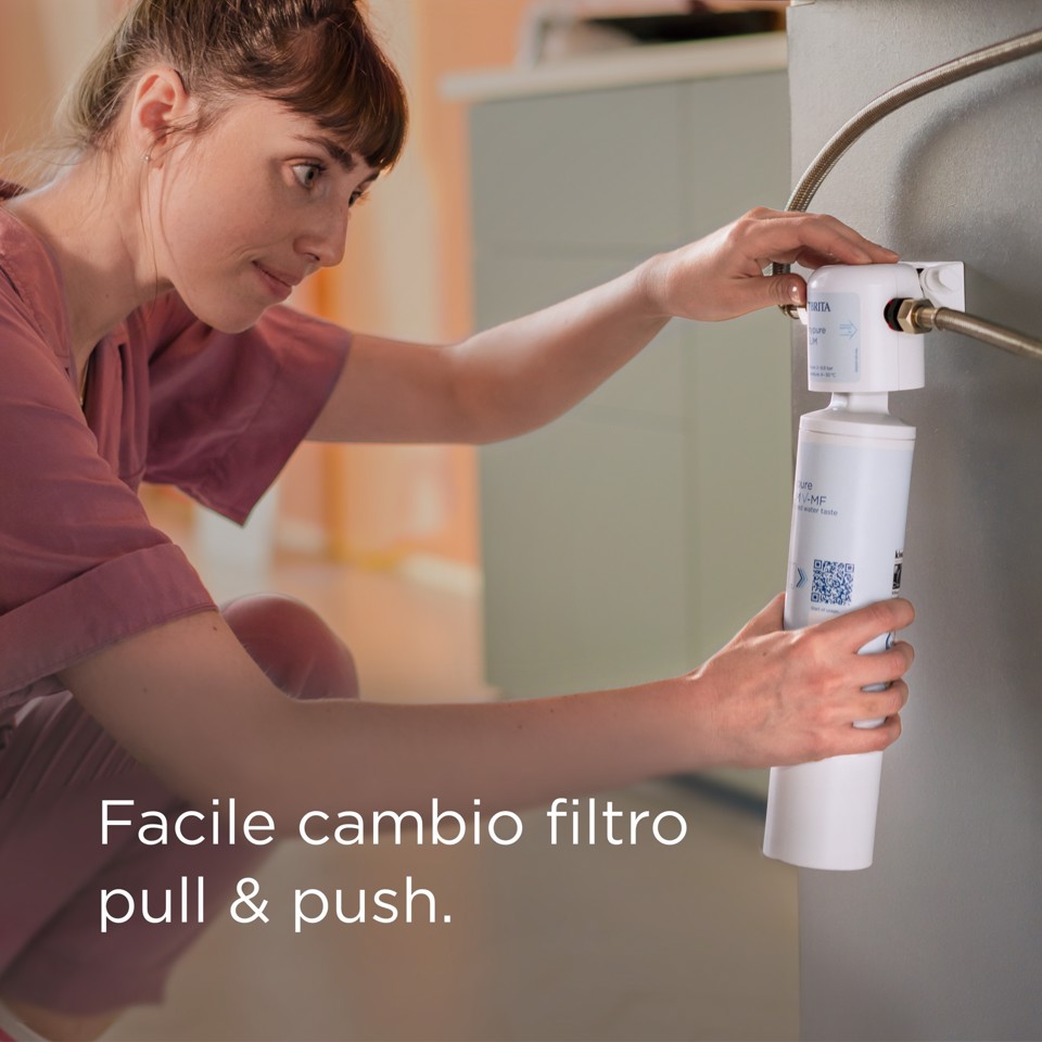 Brita Sistema filtrante mypure SLIM V-MF incl. 1x filtro (8000L) - sistema sottolavello per il tuo rubinetto per acqua buona e priva di batteri al 99,999% - con timer digitale