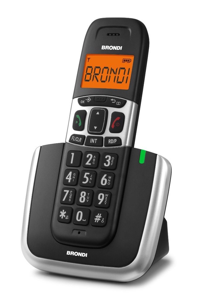 Brondi Bravo Platinum Telefono DECT Nero, Argento