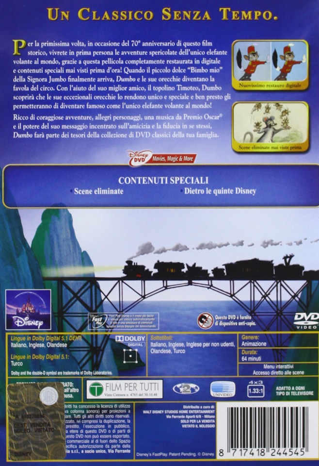 Buena Vista Dumbo Special Edition - 70° Anniversario DVD 2D DUT, Inglese, ITA