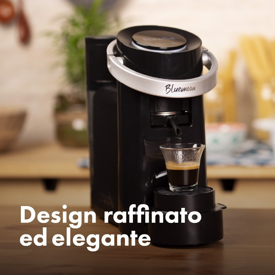 Caffè Borbone Bluemoon Macchina da Caffè a Cialde ESE 44mm – Multifunzione per Espresso, Infusi e Bevande Calde, Pressione 15 bar, Serbatoio 0.9L - Nero
